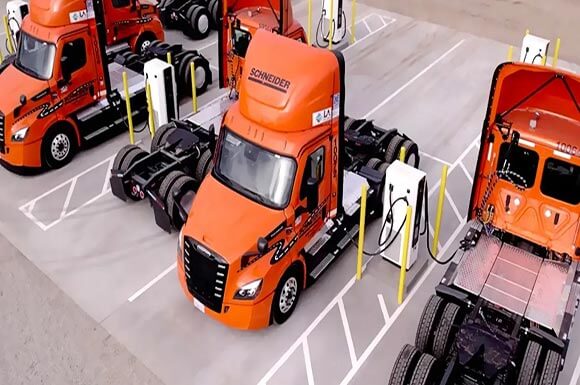 Electric Semi at a charging station